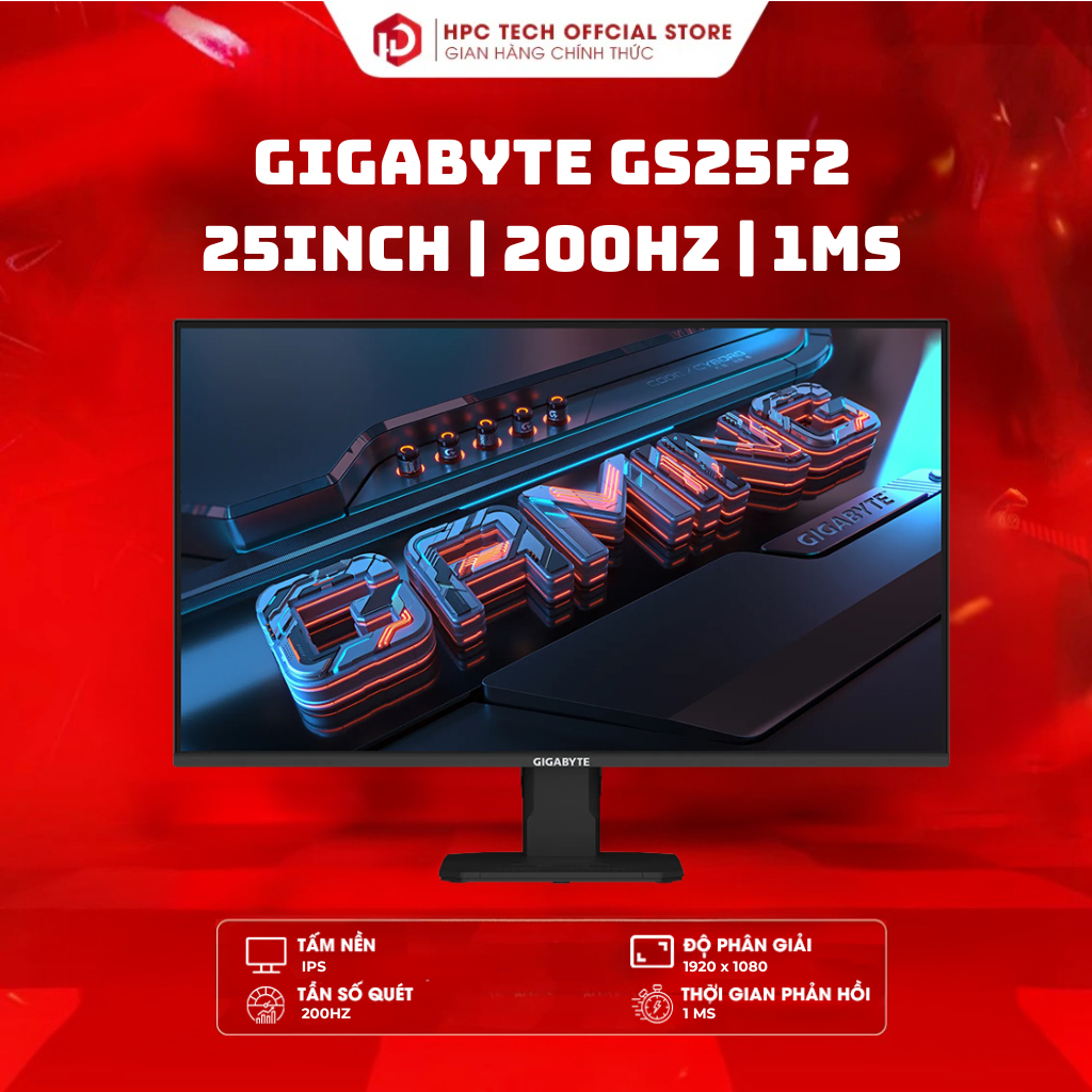 Màn Hình LCD Gaming GIGABYTE GS25F2 24.5 inch | IPS | FHD | 200Hz | 1ms - Hàng Chính Hãng