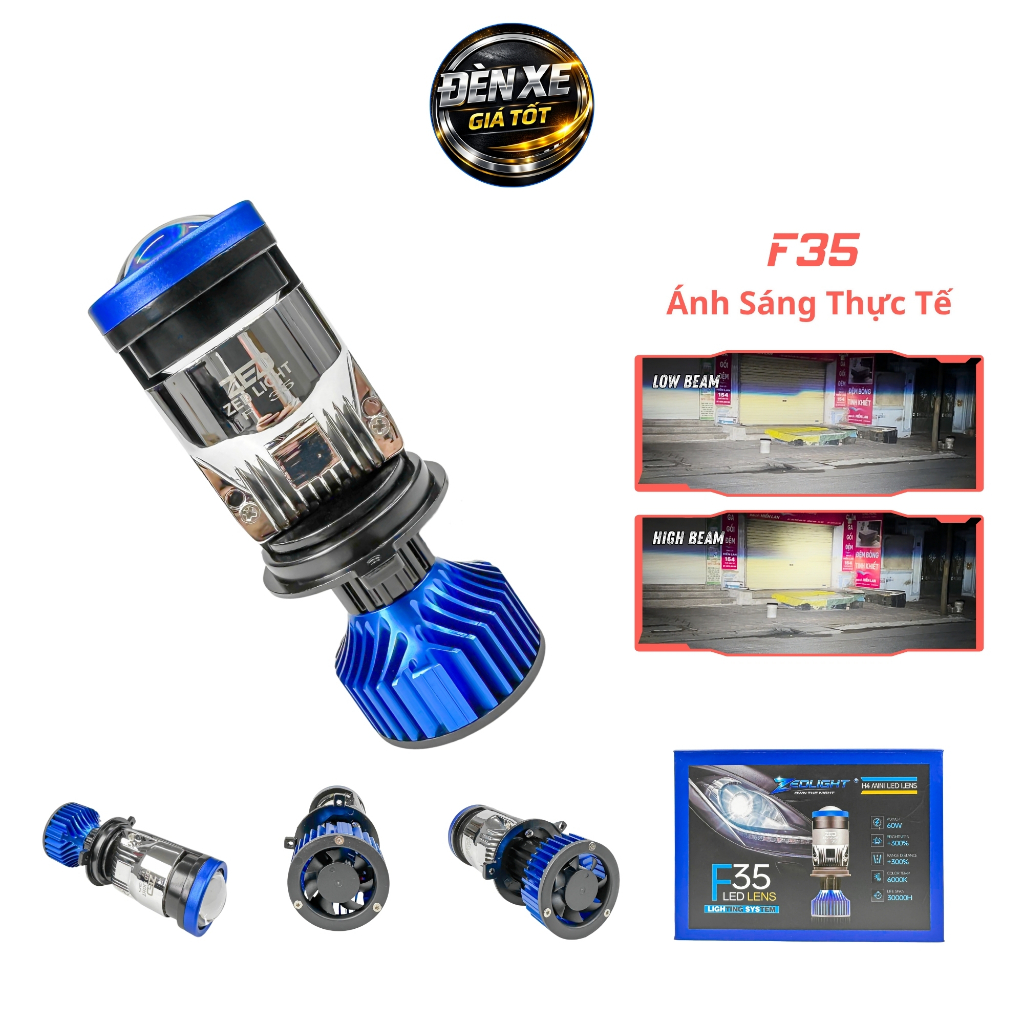 Đèn Pha LED Bi Cầu Mini F35 ZED LIGHT - 60W Chống Chói, Lắp Oto,Xe Máy Điện 12-24V, Bảo Hành 12 Thán