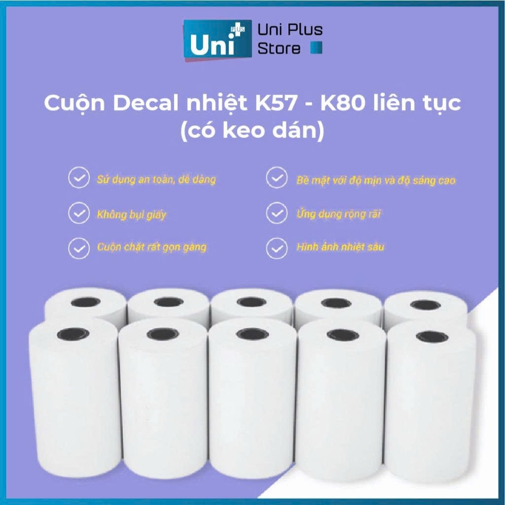 DEAL KHỦNG GIÁ COMBO [GIẤY IN TEM NHIỆT CÓ KEO KHỔ K57 - K80 LIÊN TỤC] Decal in tem nhãn cho máy in