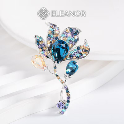 Ghim cài áo nam nữ Eleanor Accessories hình hoa đính đá phụ kiện thời trang trâm cài áo 11814