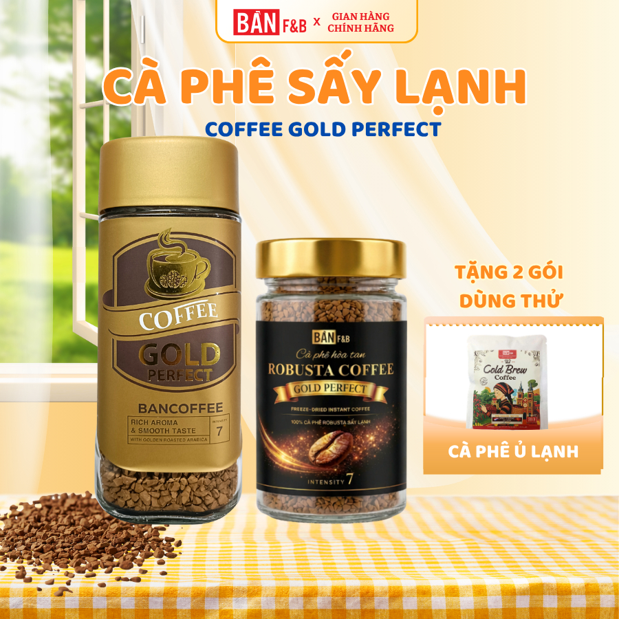 Cà Phê Sấy Lạnh Robusta, Cafe Sấy Lạnh Hoà Tan Không Đường Nguyên Chất Bản Cà Phê Bản F&B 100g