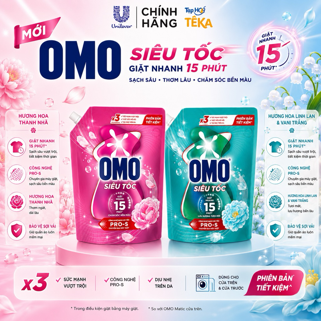 [MỚI] Nước giặt Omo Siêu Tốc đầu tiên tại Việt Nam, được thiêt kê dành riêng cho chu trình giặt nhan
