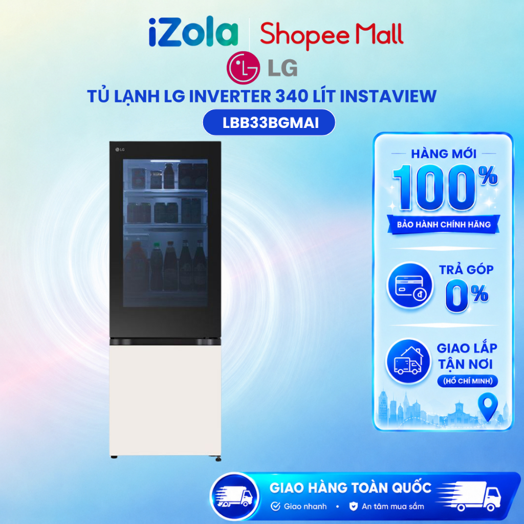 LBB33BGMAI - Tủ lạnh LG Inverter 340 lít InstaView LBB33BGMAI - Hàng chính hãng