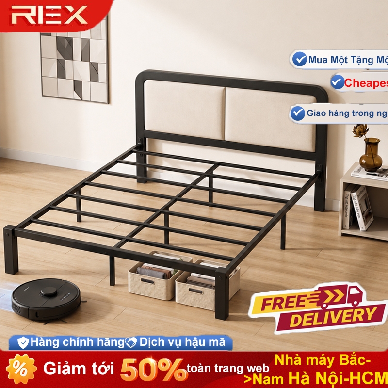 REX giường sắt Tựa lưng mềm mại khung giường dài hết chiều rộng giường chân giường dày dặn