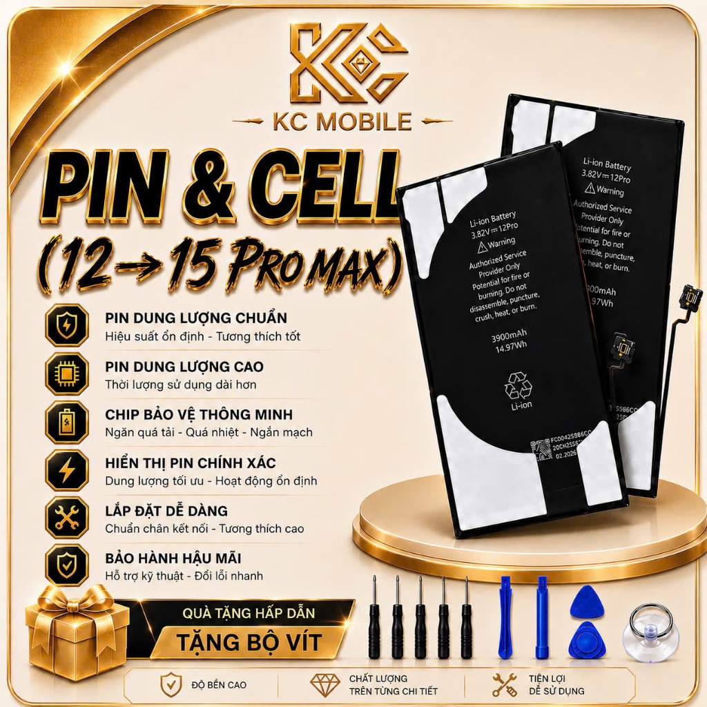Pin Dung Lượng Chuẩn, Dung Lượng Cao & Cell Pin Cho 12 / 12 Pro / 12 Pro Max / 13 / 13 Pro / 13 Pro 