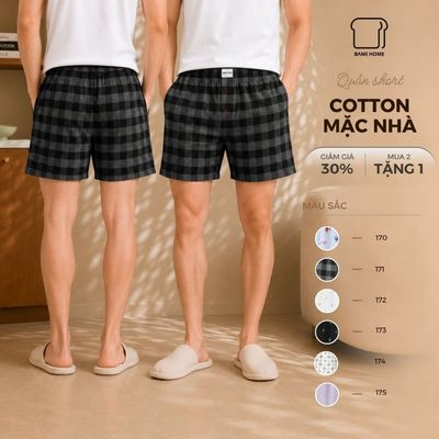 Quần đùi nam cotton BAMI HOME, Quần ngủ, quần mặc ở nhà có túi mềm mại thoáng mát QC01 - 5