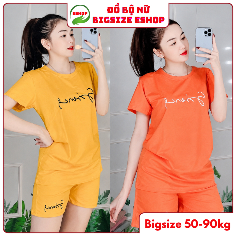 Đồ Bộ Nữ Mặc Nhà ESHOP Bigsize 43-85kg Thun Cotton Co Giãn, Áo Tay Ngắn Quần Đùi Mùa Hè