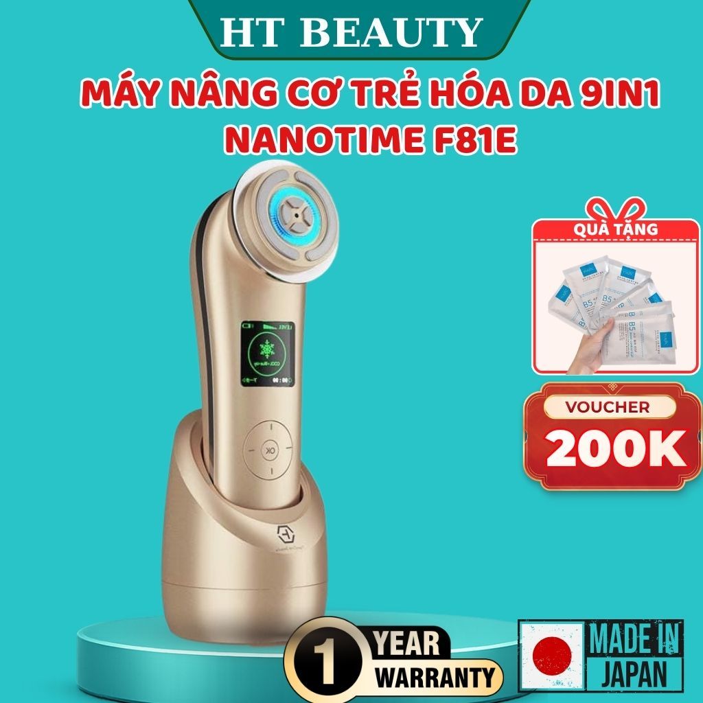 Máy nâng cơ mặt trẻ hoá da 9IN1 NanoTime Beauty F81E HT Beauty công nghệ Photon RF Bluetooth