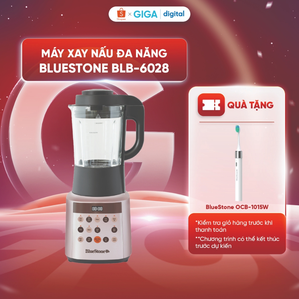 [Voucher 3%]Máy xay nấu sữa hạt đa năng BlueStone BLB-6028 - 11 chế độ cài đặt sẵn - Hẹn giờ 12 tiến