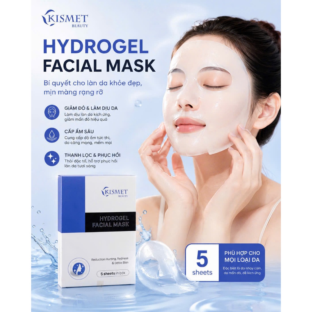 ✅ KISMET Mặt nạ cấp ẩm phục hồi Kismet hộp 5 miếng HÀNG CÔNG TY