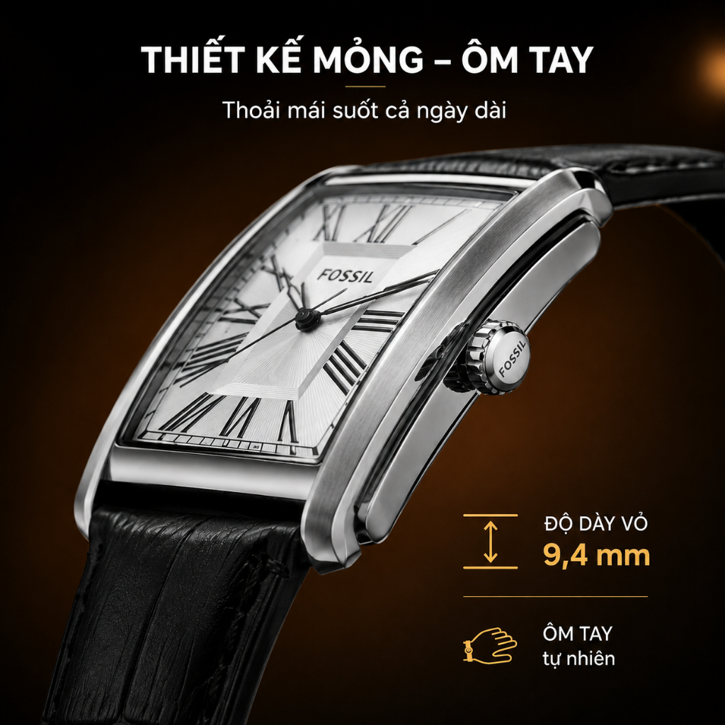 Đồng Hồ Nam Fossil Carraway FS6078 Chính Hãng Dây Da Thật Mặt Chữ nhật 30MM Sang Trọng Chống Nước 5ATM | BigBuy360 - bigbuy360.vn