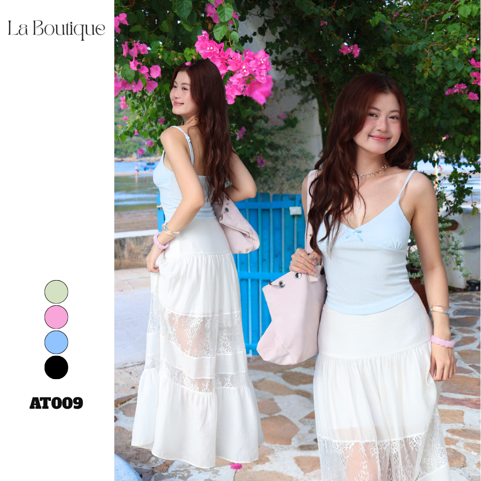 Áo 2 dây basic đính nơ chất thun giấy ôm body La Boutique SS26 - AT009-2605LAT | BigBuy360 - bigbuy360.vn