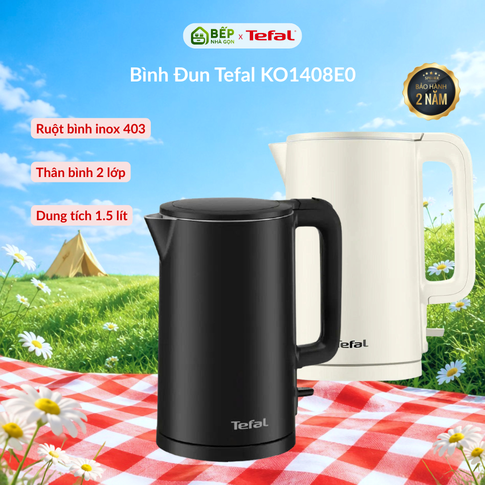 Bình Đun Tefal KO1408E0 - Dung tích 1.5 lít | Ruột bình Inox 304 - An toàn sử dụng | Công suất 1500w