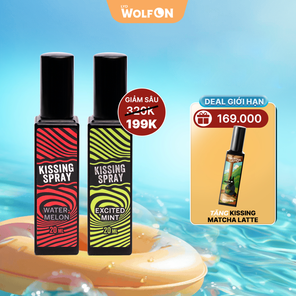 Combo Kissing Spray Vị Dưa Hấu, Đào, Bạc Hà LYD Wolf On, Xịt Thơm Miệng, Vị The Mát Tự Nhiên 20ml