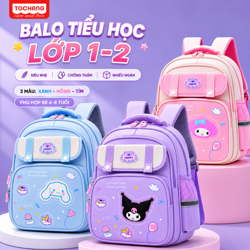 Cặp học sinh tiền tiểu học balo tiểu học lớp 1 lớp 2 dòng siêu nhẹ chống nước TOCHANG