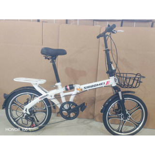 xe đạp gấp gọn SHIBOEMI 20 inch, vành đúc 5dao. xe có gacbaga,giỏ xe, chắn bùn thép như hình
