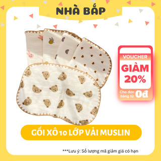(LOẠI 1) Gối xô sơ sinh 10 lớp, gối muslin phong cách hàn quốc mềm mại cho bé yêu - Nhà Bắp Store