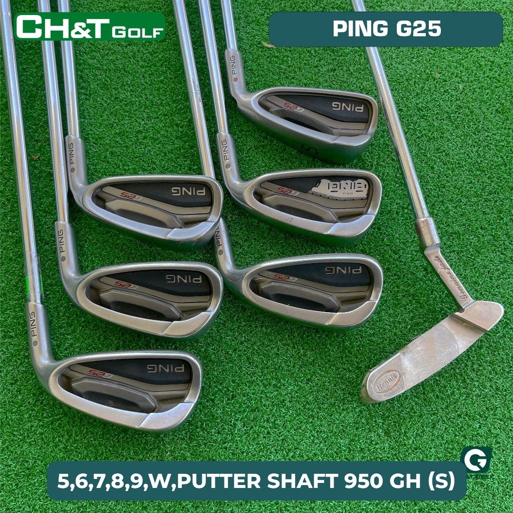 Bộ gậy golf sắt nam Ping G25 7 cây 5,6,7,8,9,W, Putter Shaft NS PRO 950GH - S sáng đẹp nguyên bản
