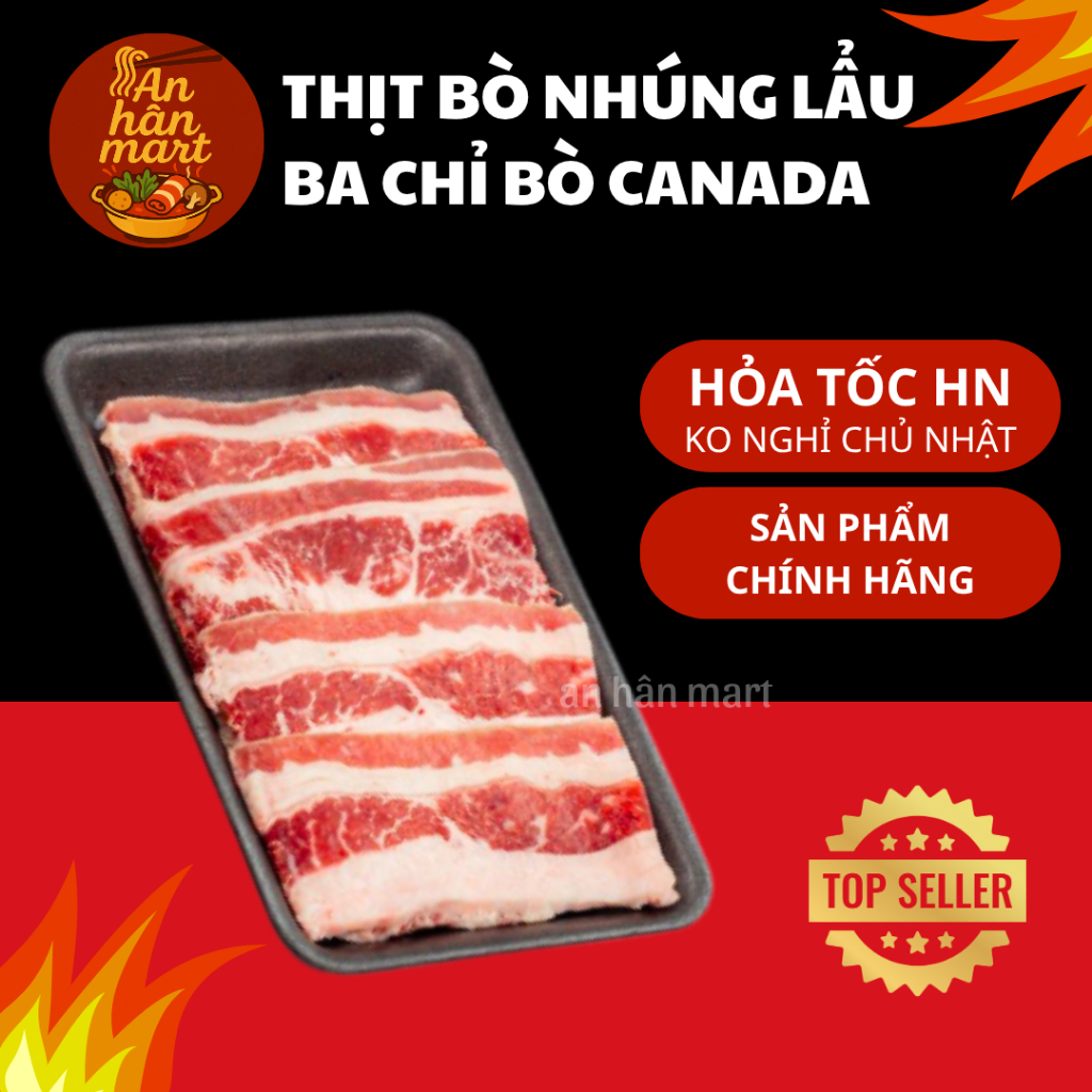 Ba chỉ bò Canada nhúng lẩu, ba chỉ bò lát 500g