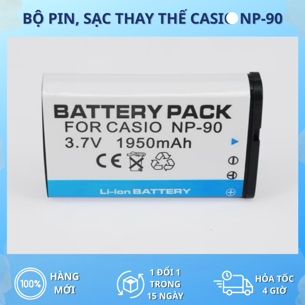 Bộ Pin, Sạc Thay Thế Casio NP-90/NP90
