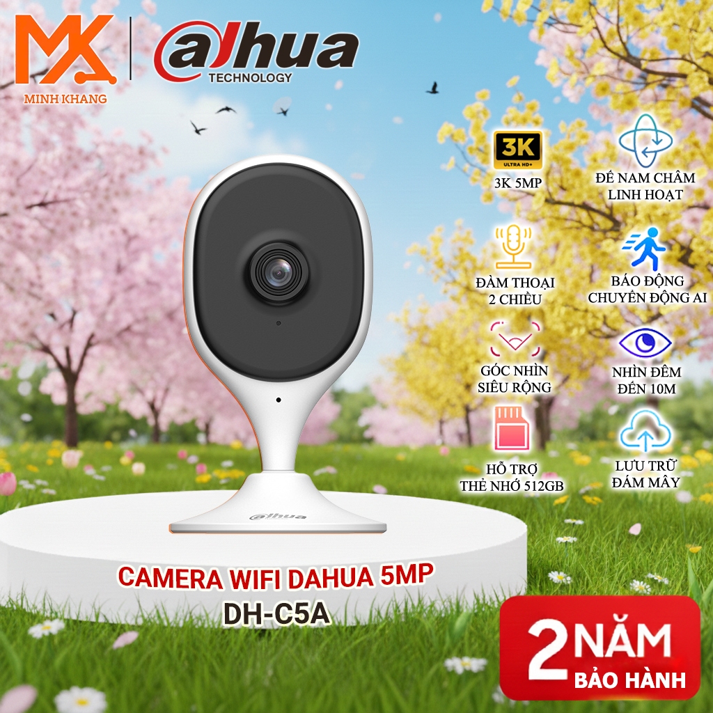Camera Giám Sát WiFi Dahua DH-C5A 5MP – Đàm Thoại 2 Chiều, AI Thông Minh, Chính Hãng
