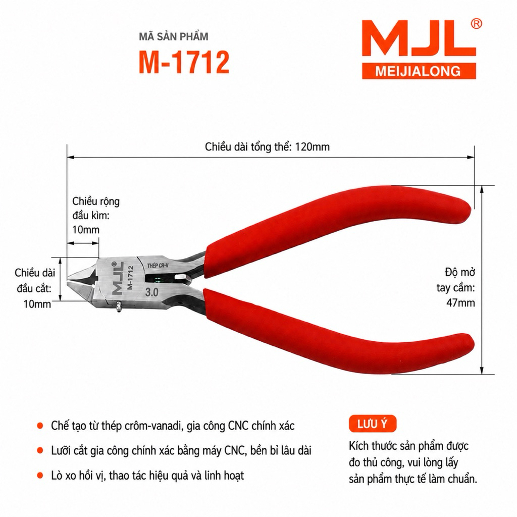 [HÀNG SẴN] Kìm Cắt Mô Hình Một Lưỡi Siêu Mỏng MJL Meijialong M-1712 3.0 (Long Ling)
