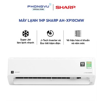 Máy Lạnh Sharp Inverter 1HP AH-XP10CMW, Plasmacluster Ion, Tiết Kiệm Điện, Super Jet - BH 24 Tháng