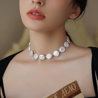 Vòng Cổ Choker Ngọc Trai Hạt Dẹt Tròn Mix Bi Thời Trang, Sang Trọng - Ngọc Trai Trường Thịnh
