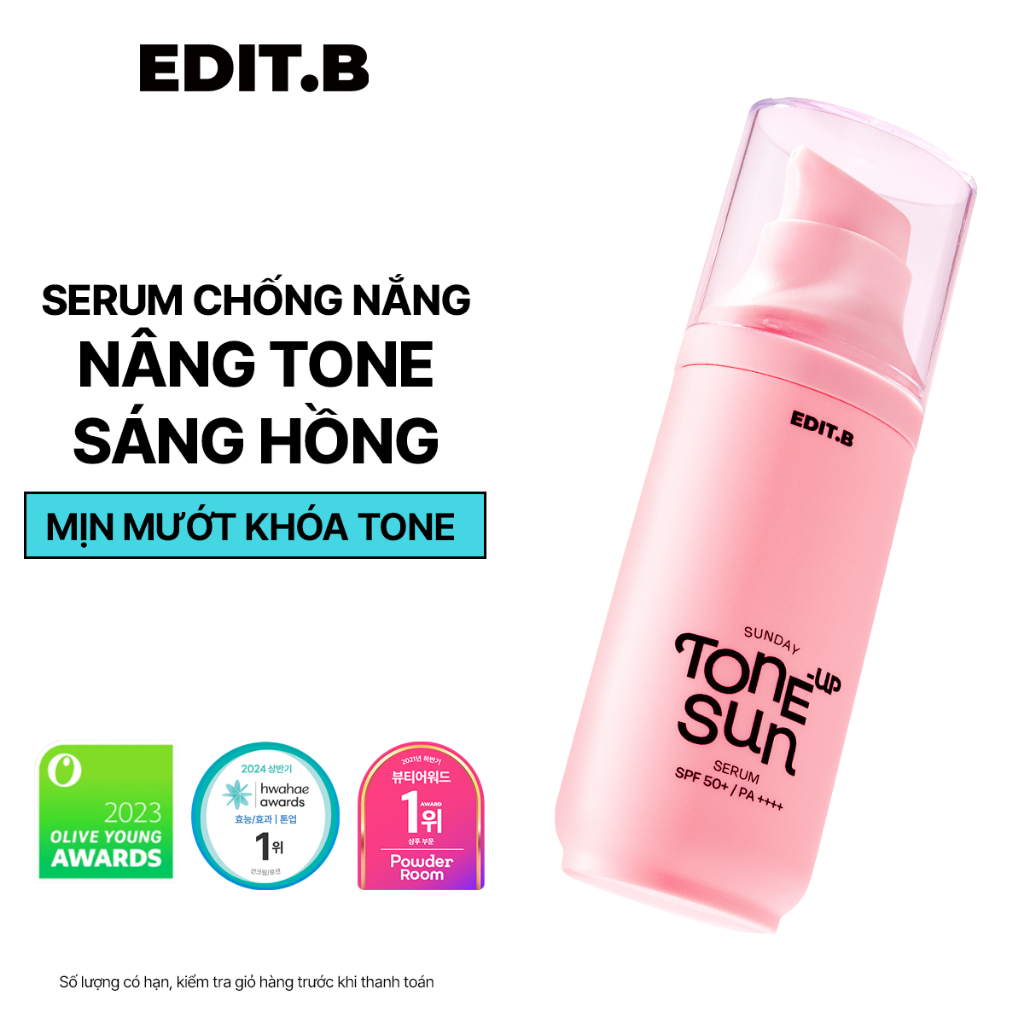 [Hannah x Edit.B] Serum Chống Nắng Hồng Nâng Tone Sáng Hồng Cho Mọi Loại Da Edit.B Sunday Tone-Up Su