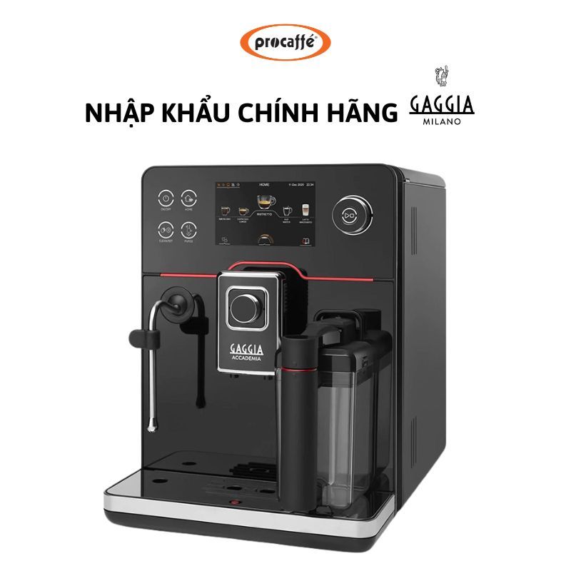 Máy pha cà phê tự động Gaggia Accademia - Đen/Thép không gỉ, 1600ml, 80°C-90°C
