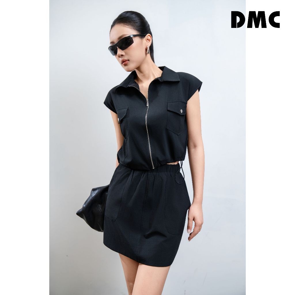 Áo croptop khóa kéo bo chun DMC (Breathable Nylon Cropped Blouse)
