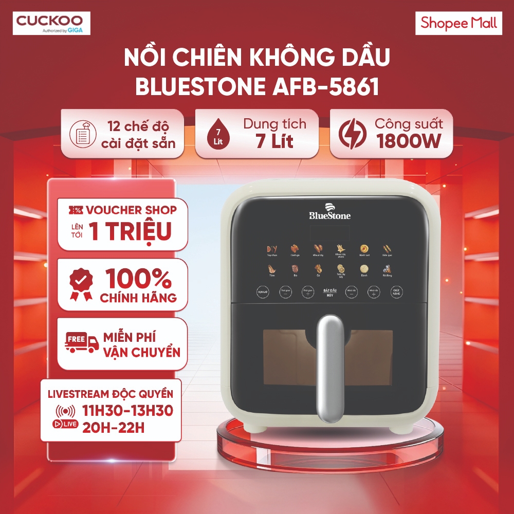 Nồi chiên không dầu BlueStone AFB-5861 7L 1800W - Bảo hành 24 Tháng