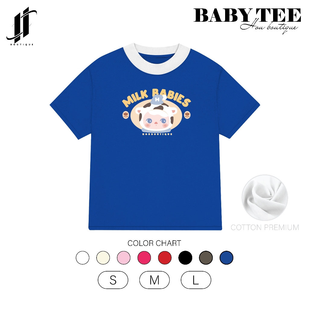 [Hàng Mới] Áo Thun Nữ Babytee Dáng Vừa, Thun Cotton 2 Chiều, Cổ Tròn HOU boutique Mẫu Milk HOU ( AT 