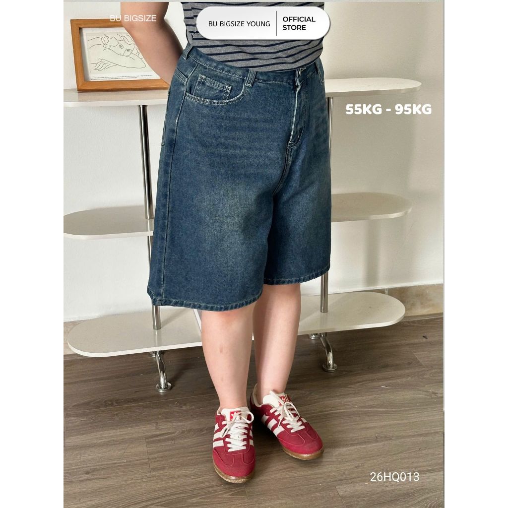 Quần Jeans dáng lửng BIGSIZE (55kg đến 95kg) – 26HQ013  - [BU Bigsize Young]