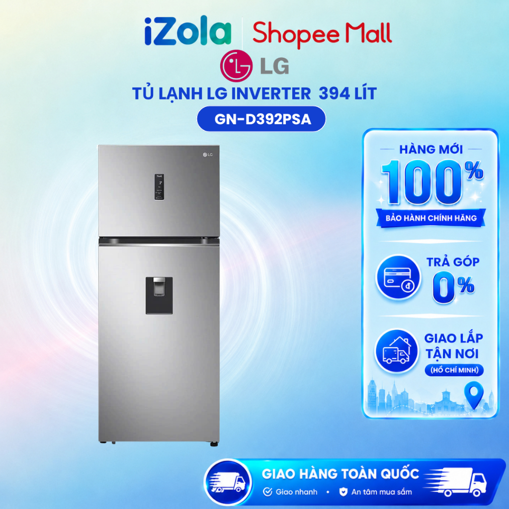 GN-D392PSA - Tủ lạnh LG Inverter 394 lít GN-D392PSA - Hàng chính hãng