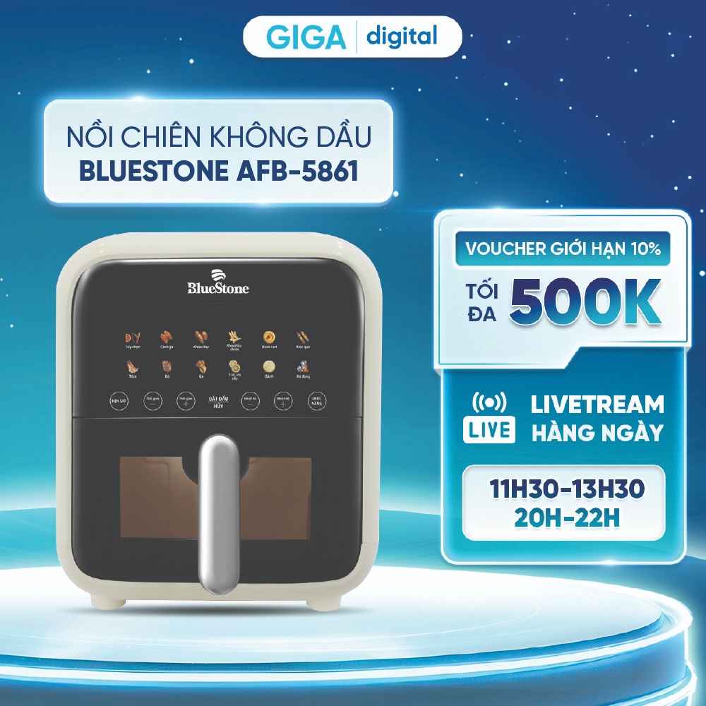 Nồi chiên không dầu BlueStone AFB-5861 7L 1800W - Giảm 80% lượng dầu mỡ dư thừa - Bảo hành 24 Tháng