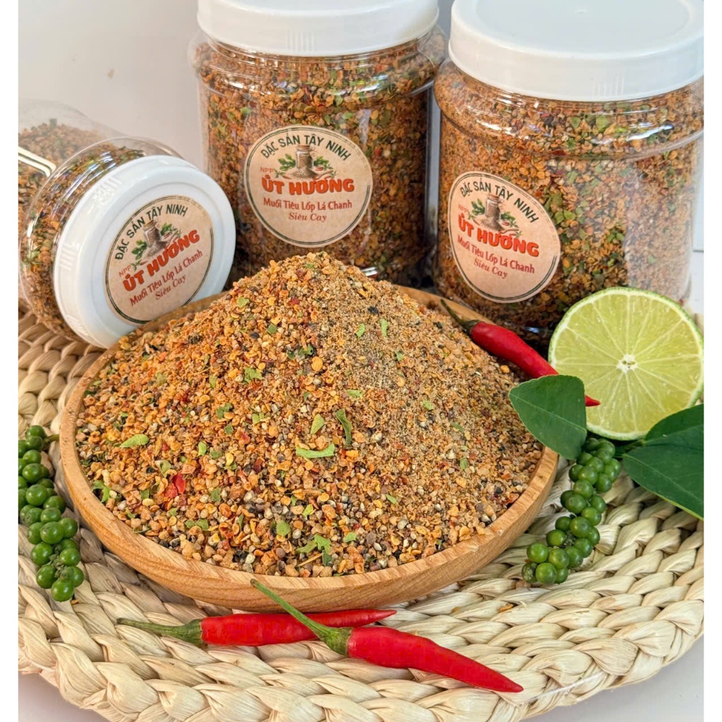Muối tiêu  LỐP LÁ CHANH siêu cay ( Chay mặn đều dùng được ) _ Đặc sản tây ninh