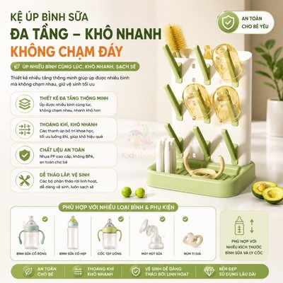 Giá Úp bình sữa đa năng 3in1 khô thoáng, sạch sẽ an toàn chống nấm mốc KidsWorld khô thoáng tiện lợi