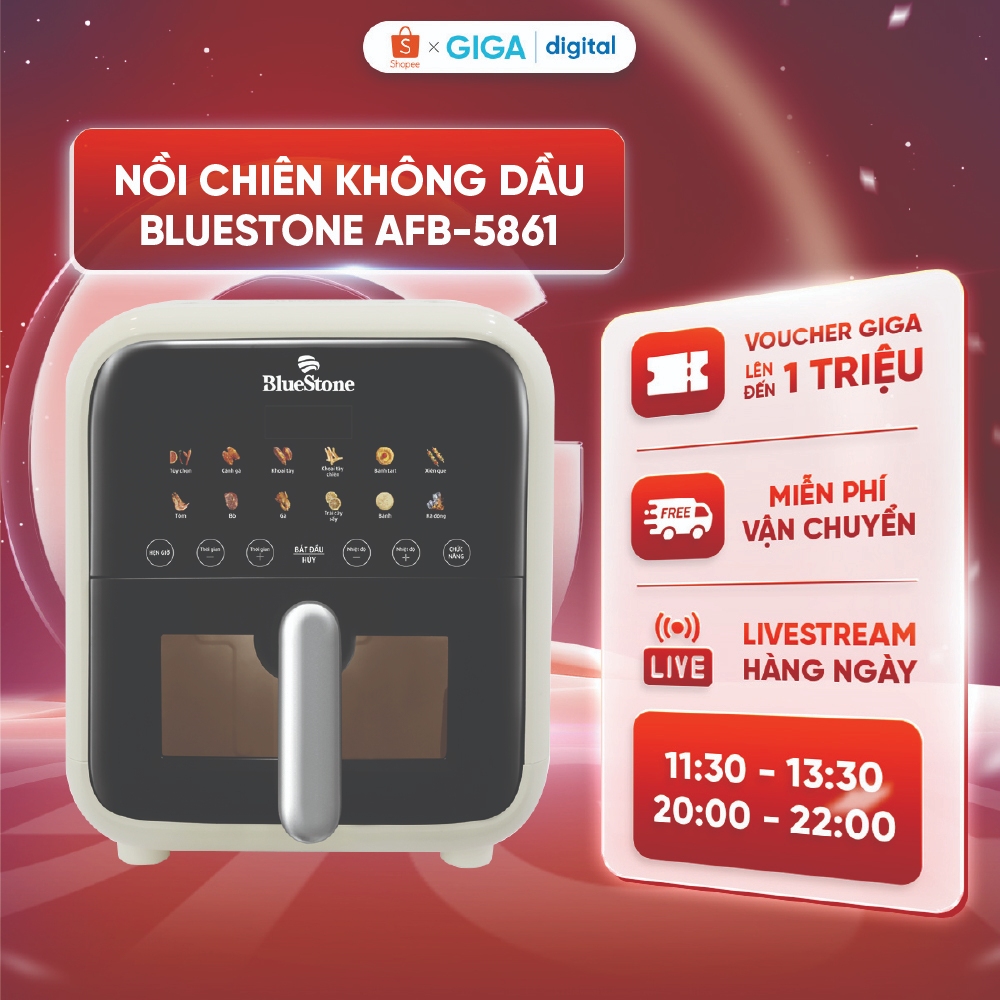[Voucher 3%] Nồi chiên không dầu BlueStone AFB-5861 7L 1800W - Giảm 80% lượng dầu mỡ dư thừa - Bảo h