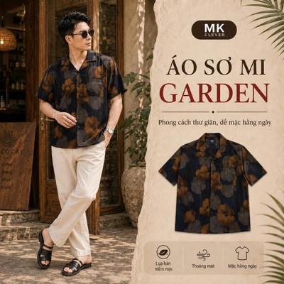 Áo Sơ Mi Garden MK CLEVER Chất lụa hàn mềm mịn thoáng mát, thấm hút tốt, thoải mái form rộng hằng ngày