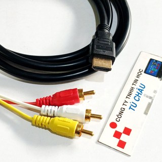 Cáp HDMI ra 3 AV (3RCA): Đầu chuyển ngắn 3 AV Cái /  Cáp dài 1.5m 3 AV Đực