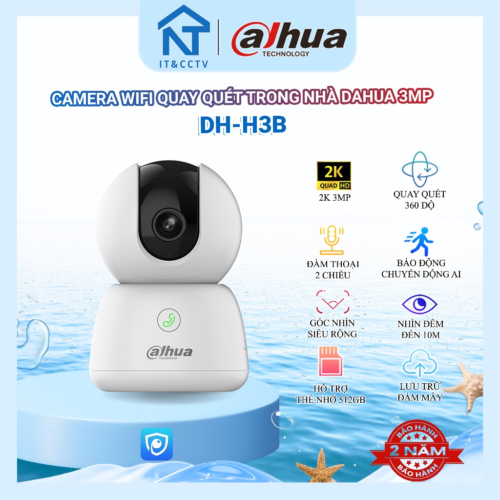 Camera WiFi Trong Nhà Dahua H3B 3MP  & H5B 5MP Quay Quét 360° – Đàm Thoại 2 Chiều, Hồng Ngoại