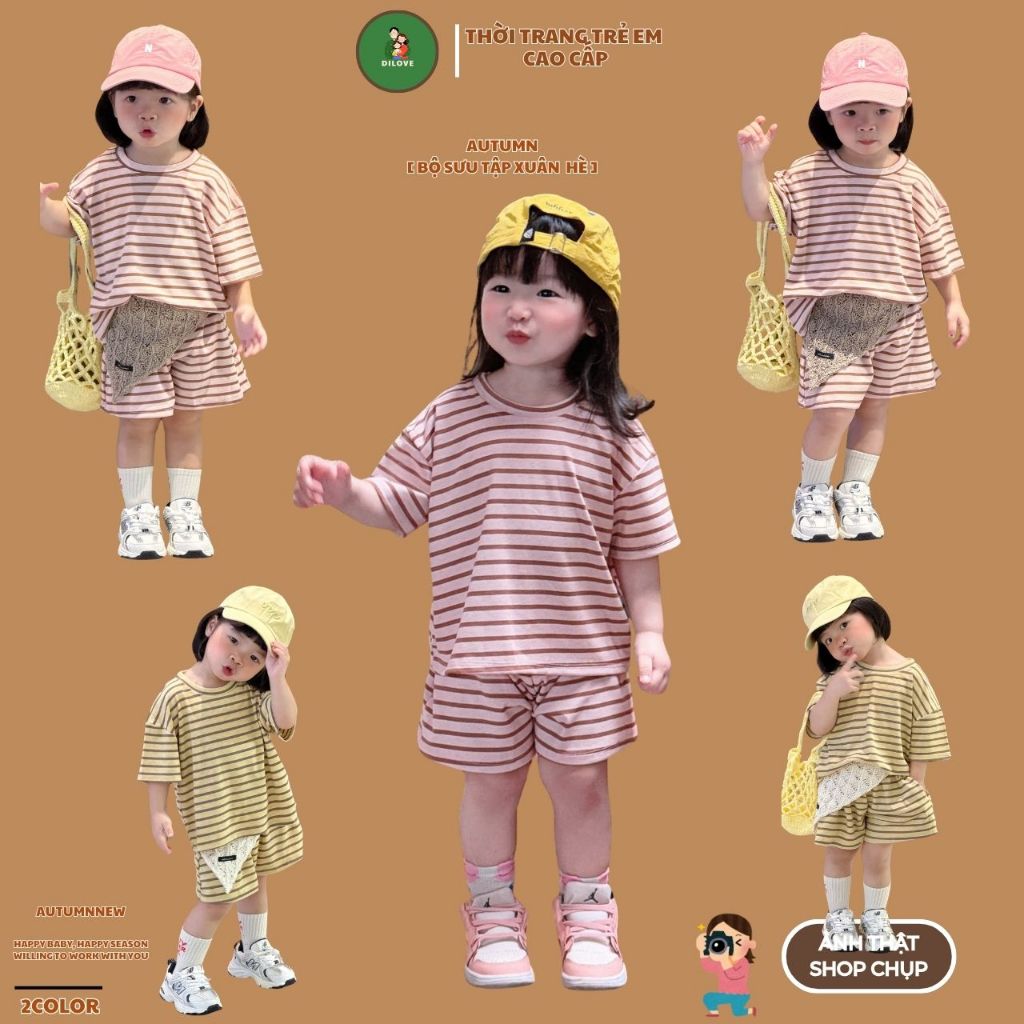 Quần áo bé gái DILOVE Đồ bộ cho bé gái mùa hè Set bộ cho bé gái ngắn tay chất liệu Cotton Bộ quần áo
