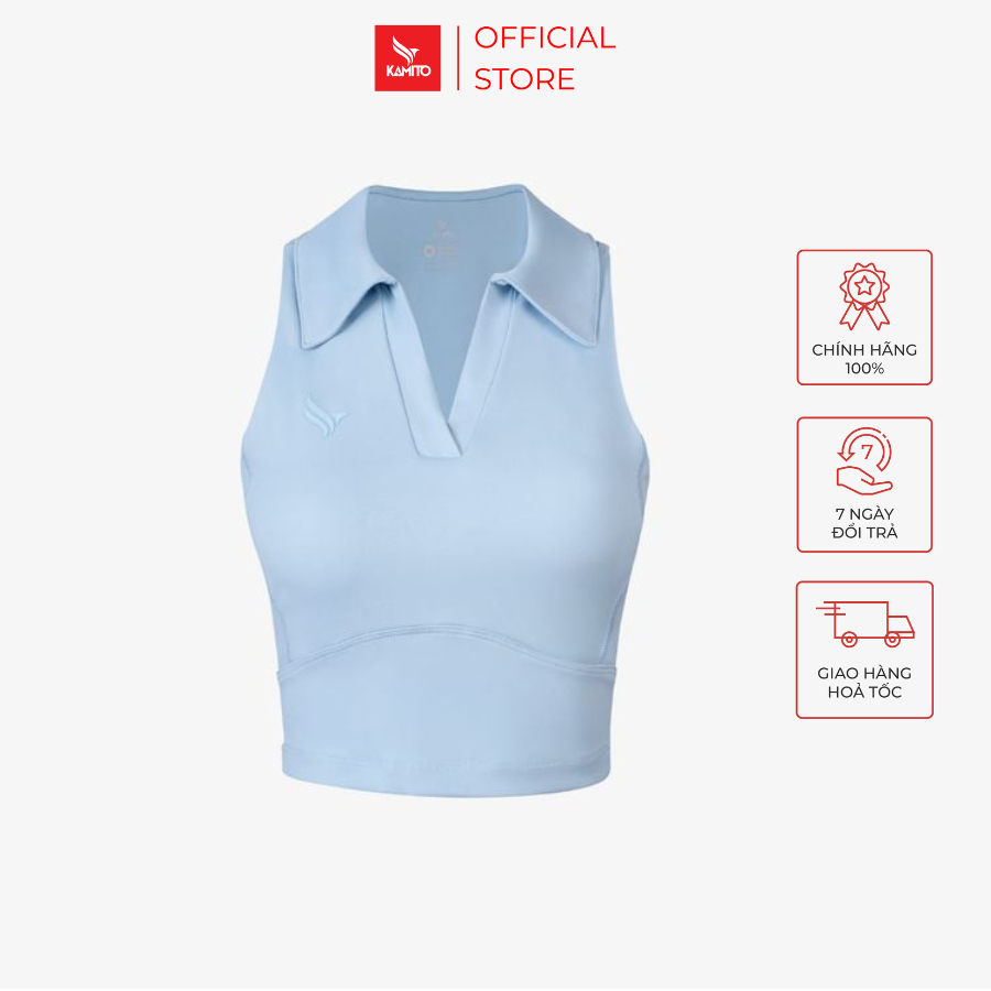 Áo Tanktop Pickleball Kamito Active V1.1, Áo thể thao nữ sát nách cổ polo, Áo thể thao tập Yoga Gym