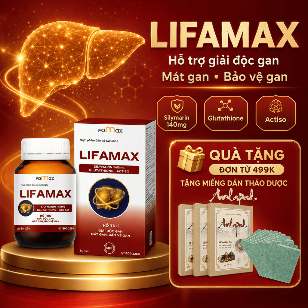 [Chính Hãng] Giải Độc Gan Lifamax - Hỗ trợ Mát Gan, Men Gan Cao, Nóng Trong - Hộp 30v