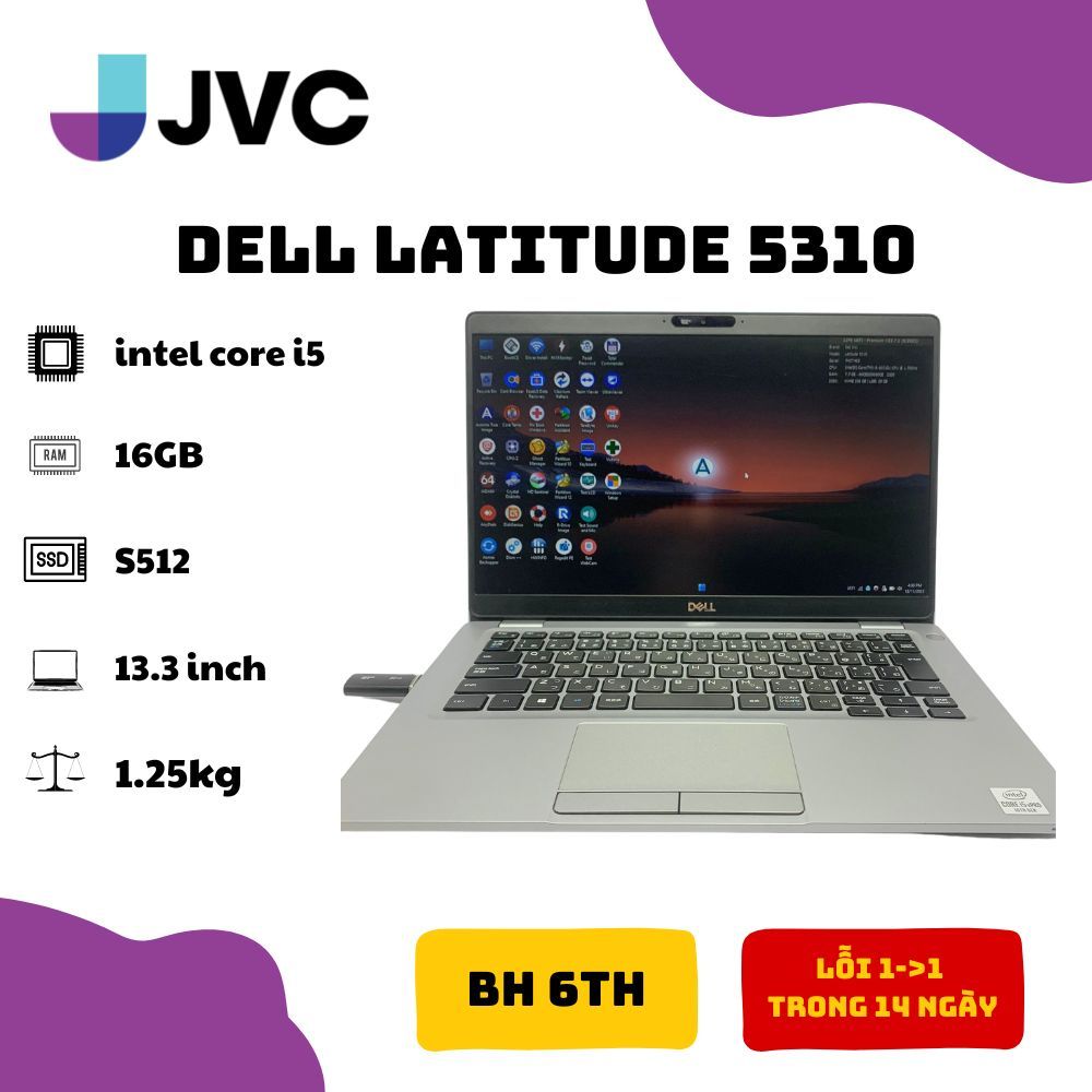 Dell Latitude 5310 Core i5/i7 RAM 8GB/16GB SSD 256GB/512GB Laptop Nội Địa Nhật Doanh Nhân Mỏng Nhẹ C