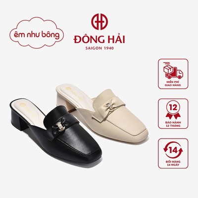 [ÊM NHƯ BÔNG] Dép Sapo Nữ Đông Hải Mũi Vuông Phối Nơ Đính Đá - G5861
