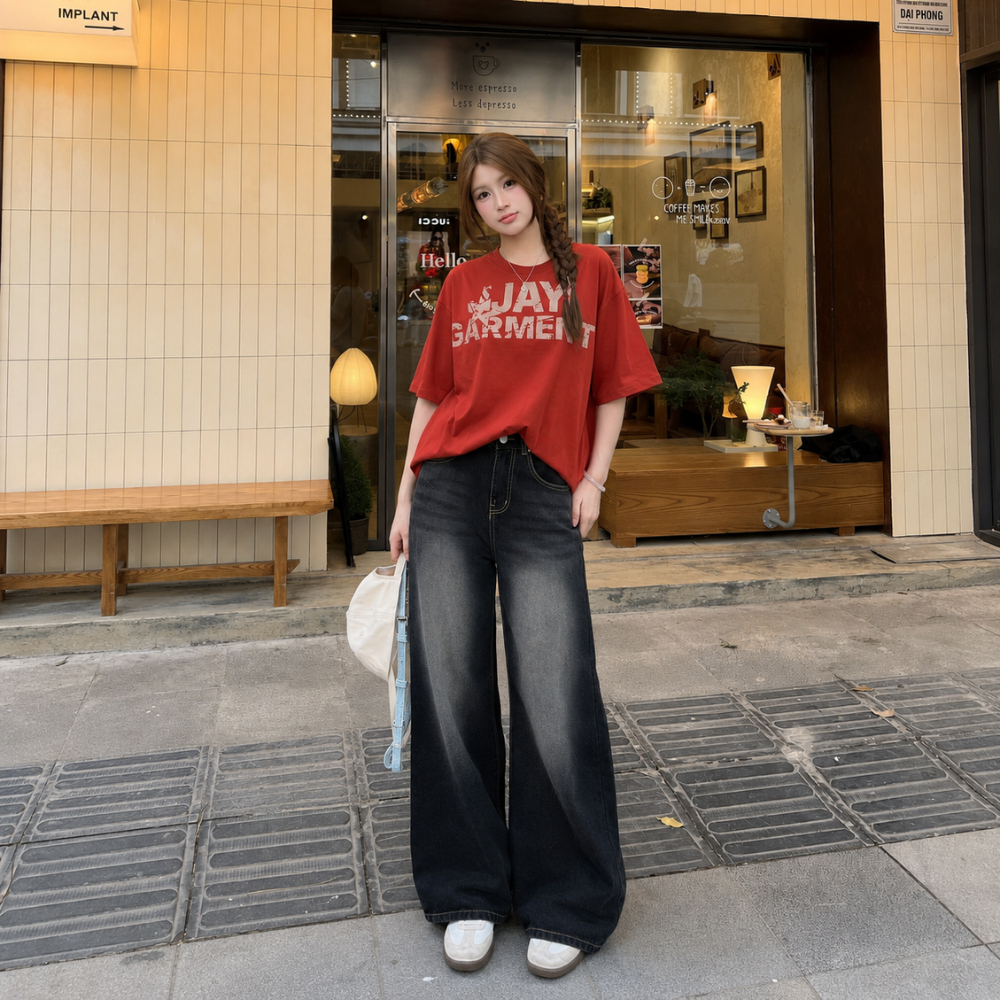 Quần Jeans  Suông Ống Rộng Đứng  MIAA Cạp Cao Màu RETRO , Quần Jeans Ống Suông Ver 1 nhiều màu tôn dáng form unisex | BigBuy360 - bigbuy360.vn