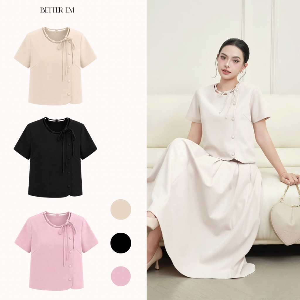 Áo Bebe - Better EM - Áo kiểu 2 lớp thắt nơ