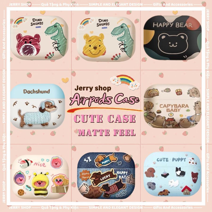 Vỏ Đựng Ốp Case Airpods 4 Gấu Vàng Và Gấu Hồng Bảo Vệ Tai Nghe Không Dây Chống Va Đập 1 2 3 4 Pro/Pro2 - Jerry Shop
